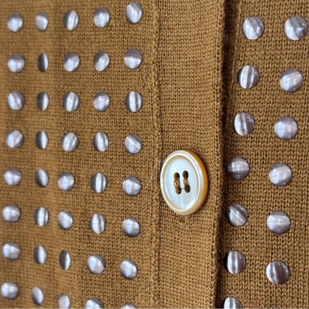 J. Crew Women's Studded Button-Up Wool Cardigan in Caramel Brown Size Small - Picture 5 of 10